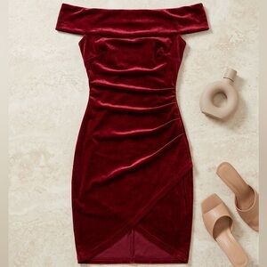 Fashion Nova Velvet Burgundy Dress